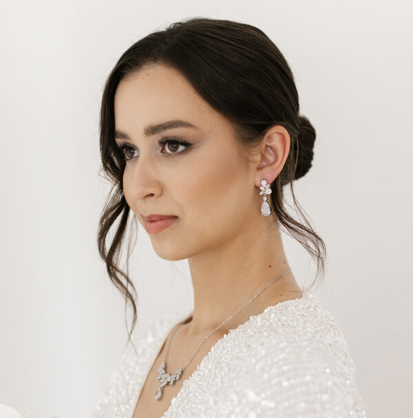 Kristin Floral CZ Bridal Earrings