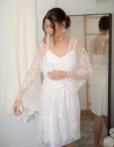 Camilla Short Lace Bridal Robe - Little White Couture