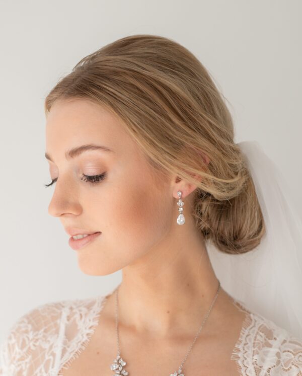 Tiffany CZ Drop Bridal Earrings