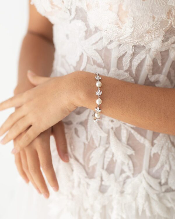 Pearl CZ Florette Bridal Bracelet