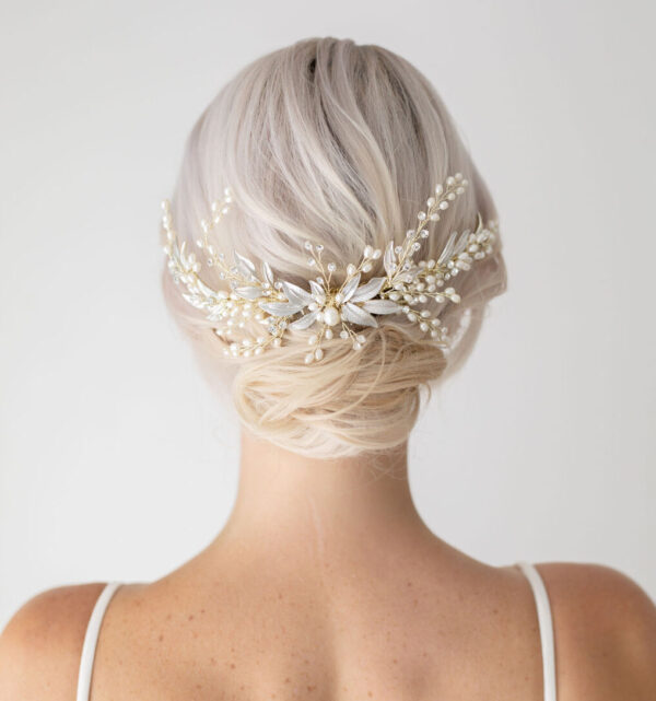 Celine Light Gold Pearl Bridal Haircomb