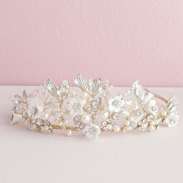 Gold Floral Bridal Crown