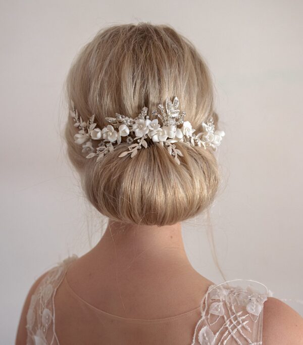 Luxury Floral Porcelain Statement Bridal Haircomb