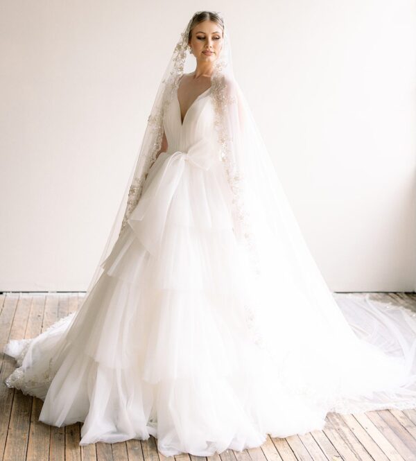 Milan Crystal Embellished Wedding Veil - Little White Couture