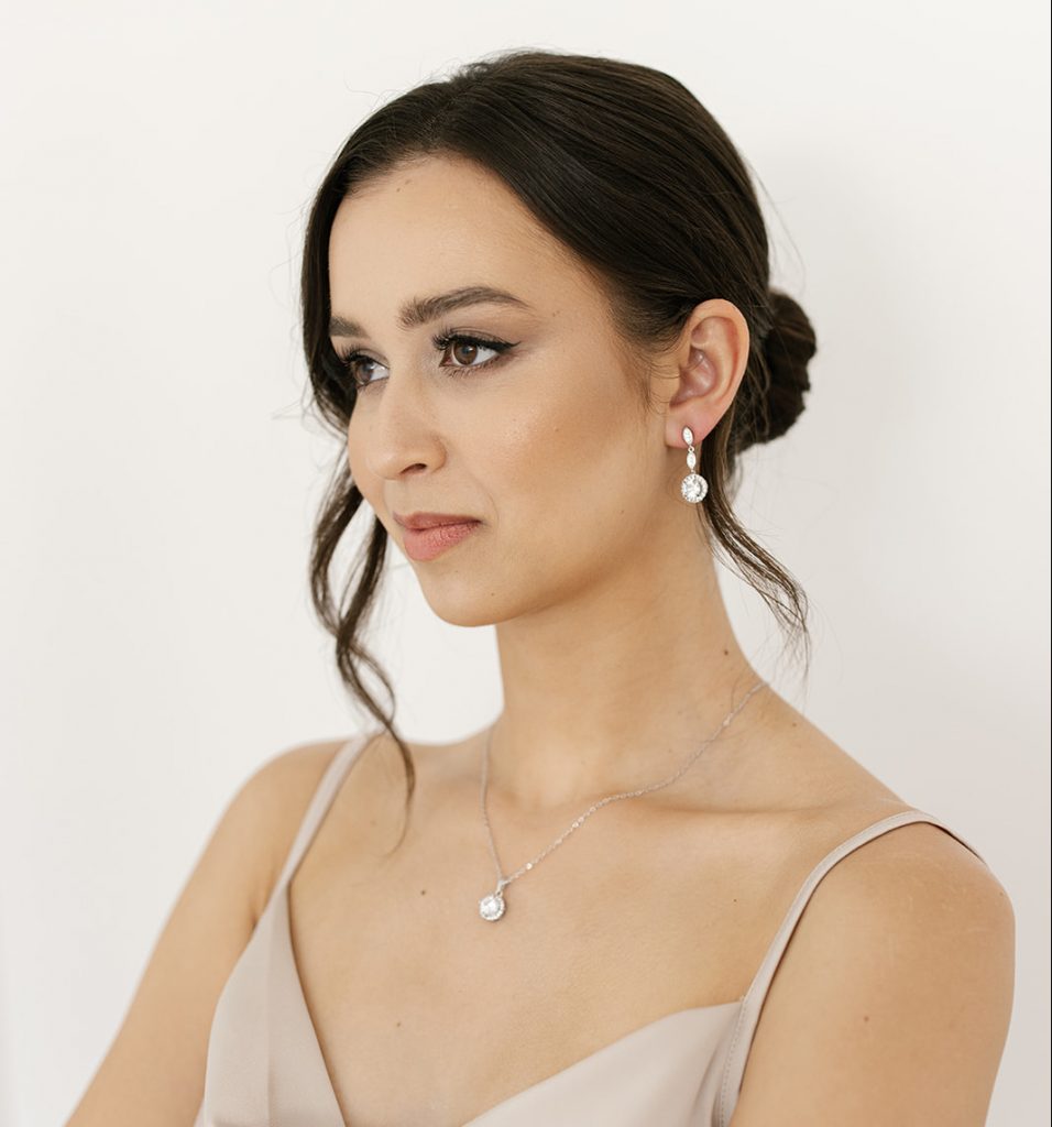 Classic Round Cz Bridesmaid Necklace Set Little White Couture 2949