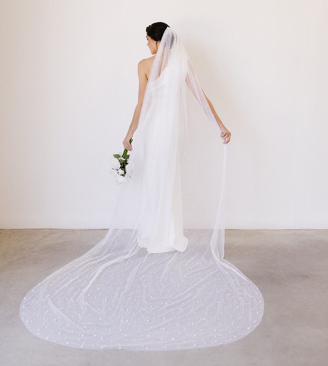 Pearl Tulle Wedding Veil - Little White Couture