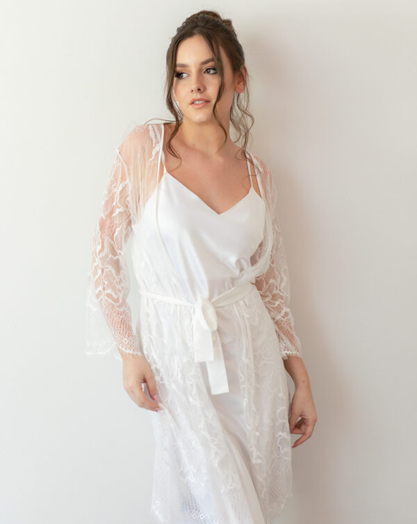 Floral Lace Short Bridal Robe