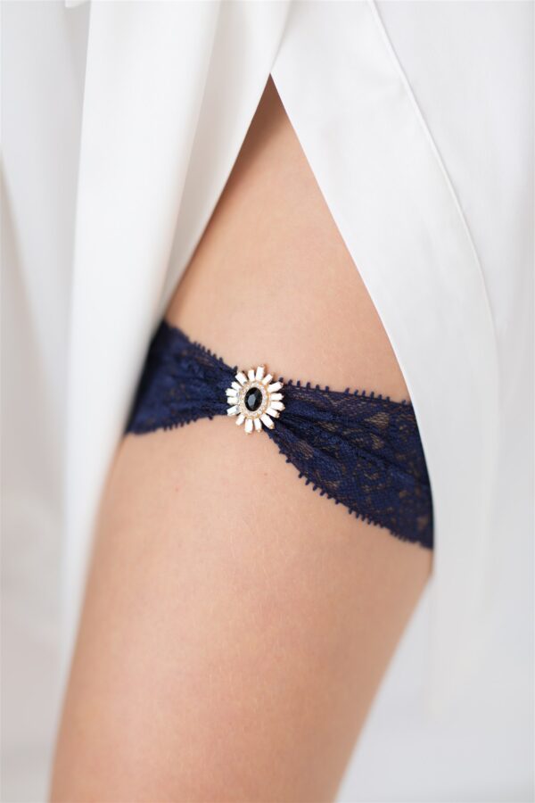 Navy Blue Lace Bridal Garter