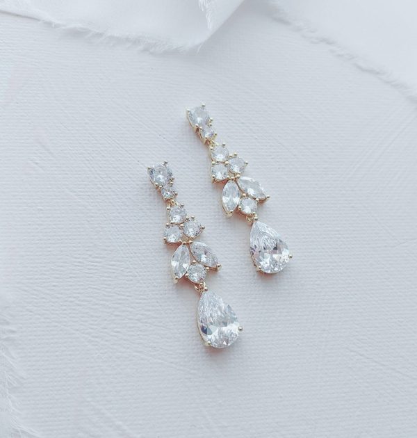 Gold Kaya teardrop Bridal Earrings