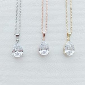 Simple Diamond Drop Bridesmaid Necklace