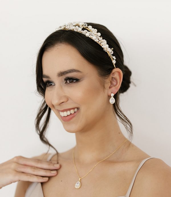 Gold Perle Bridal Headpiece