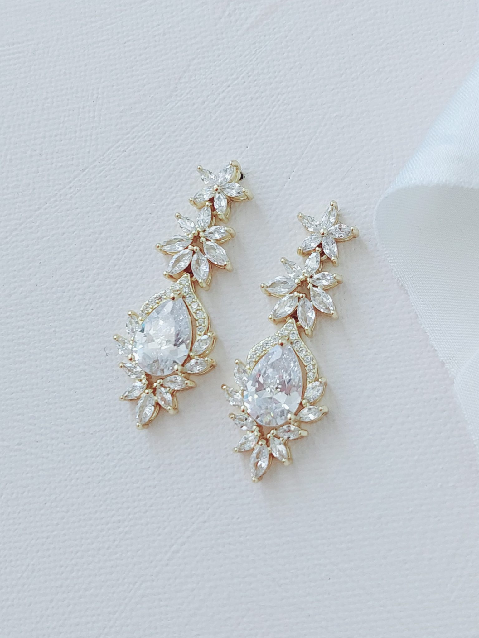 Gold Zarah Statement Bridal Earrings - Little White Couture