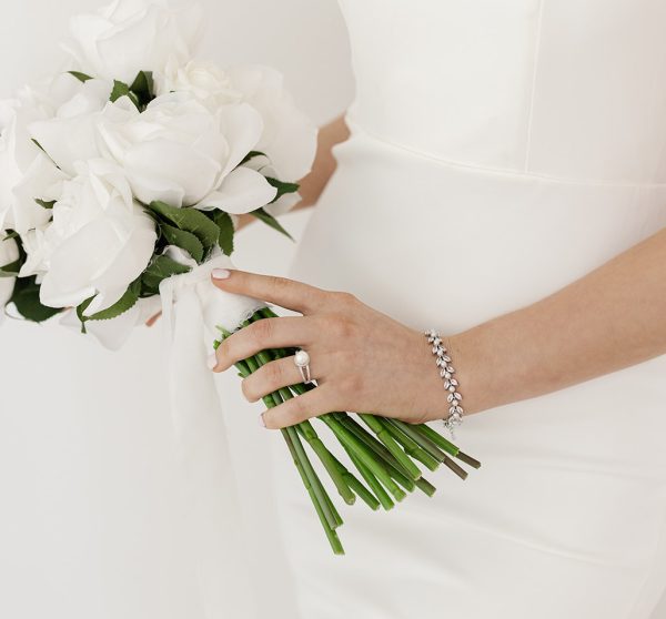 La Vien Pearl CZ Bridal Bracelet
