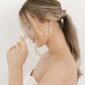 La Vien CZ Pearl Drop Bridal Earrings