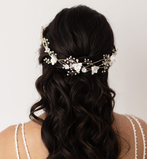 Gold Floral Bridal Hairvine