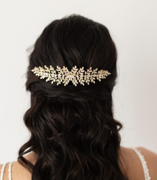 Gold Cz Crystal Bridal Haircomb