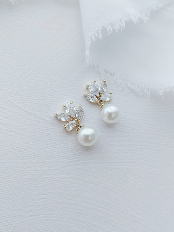 Gold Monroe Pearl Bridal Earrings