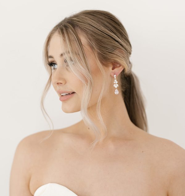Rose Gold Kaya Teardrop Bridal Earrings