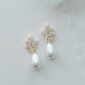 Gold Cassia Pearl Drop Bridal Earrings
