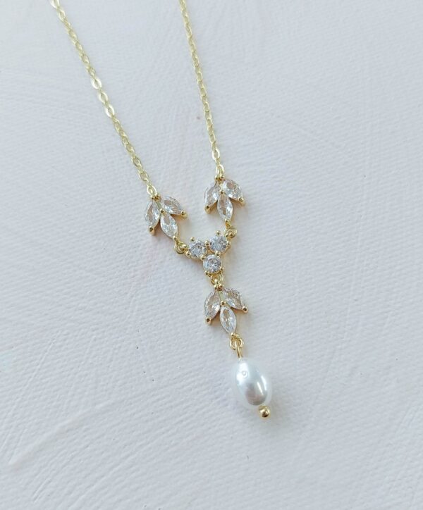 Gold Chanel Pearl Drop Bridal Necklace Silver