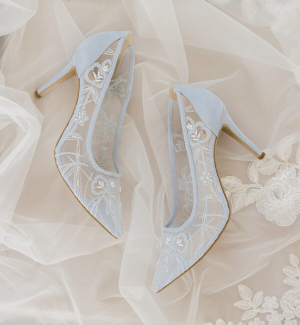 Flora Blue Embroidered Bridal Shoes