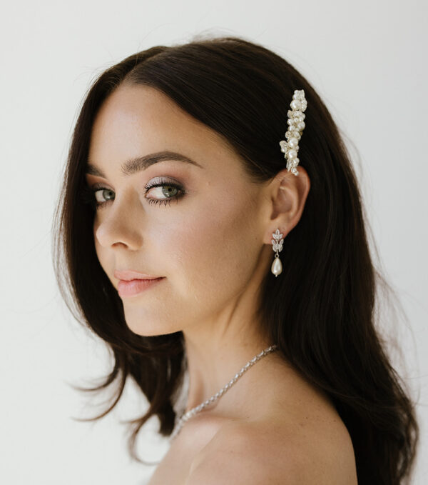 Pearl CZ Bridal Earring