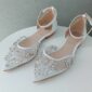 Flo Crystal White Bridal Flats
