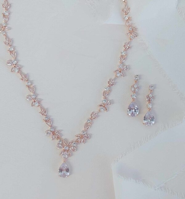 Charlotte Rose Gold Bridal Necklace Set