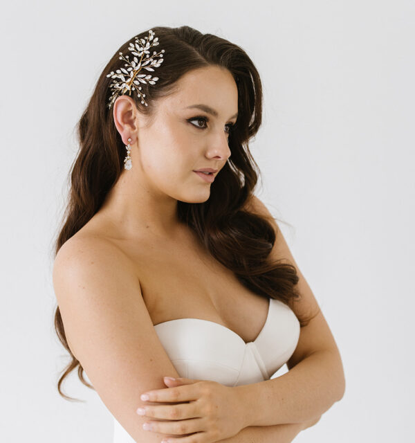 Milani Gold CZ Leaf Bridal Hairclip
