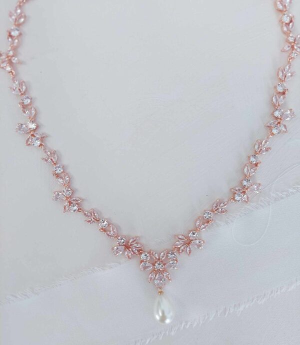 Rose Gold Charlotte Pearl Bridal Necaklace