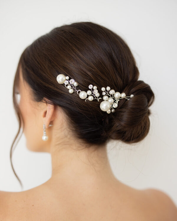 Divine Pearl and CZ Bridal Hairpins