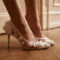 Daisy 9 - White leather floral bridal shoes