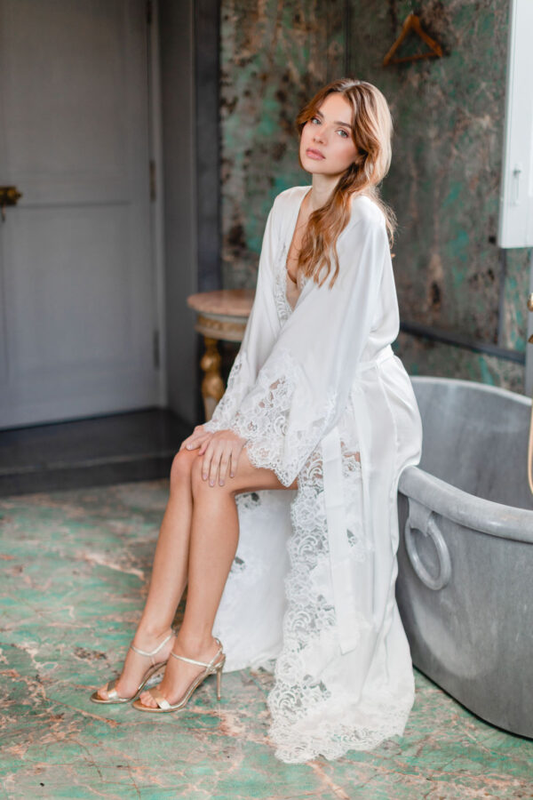 Bianca Silk Lace Bridal Robe